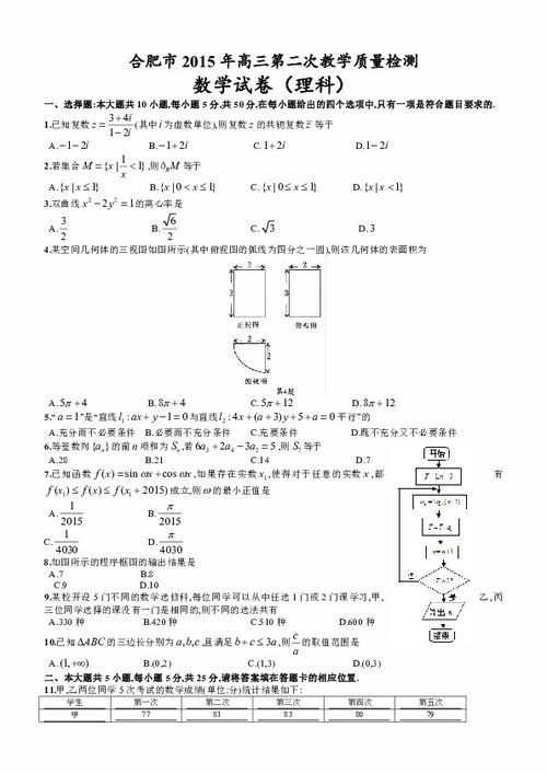 安徽省合肥市2015年高三第二次教學(xué)質(zhì)量檢測數(shù)學(xué)理科試卷評析與數(shù)理教學(xué)器材的應(yīng)用思考